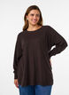 Knitted blouse with round neck and knitted pattern, Brown, Model image number 0