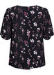 Floral blouse with short sleeves, Black, Packshot image number 1