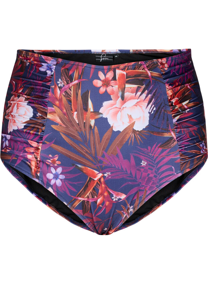 High-waisted floral bikini bottoms, Purple, Packshot image number 0