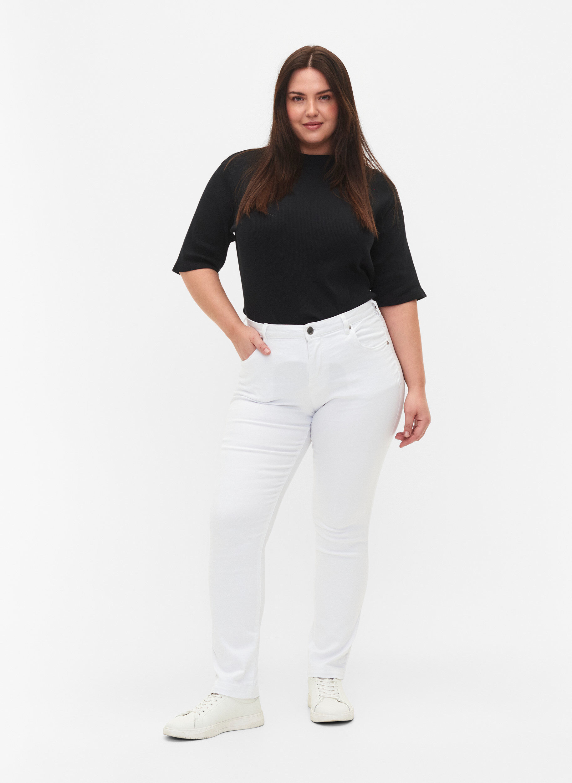 ZizzifashionSlim fit Emily jeans with normal waist, White, Model image number 0