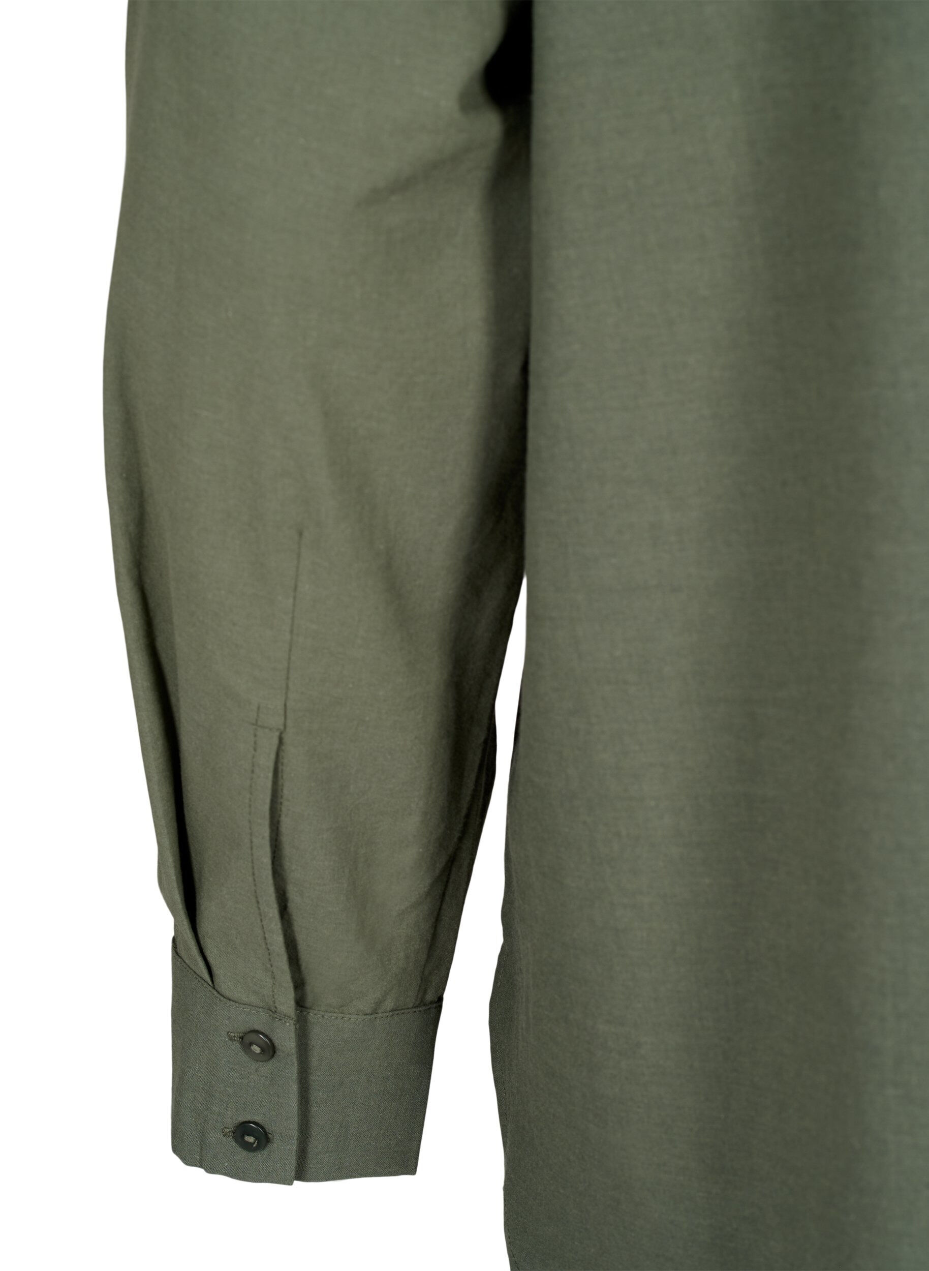 Zizzifashion Cotton shirt with broderie anglaise, Thyme, Packshot image number 4