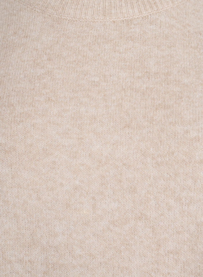 Loose knitted blouse with short sleeves, Beige, Packshot image number 2