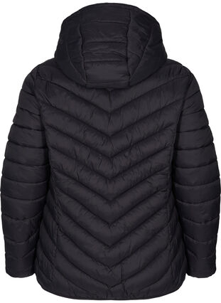 Quilted lightweight jacket with hood and pockets, Black, Packshot image number 1