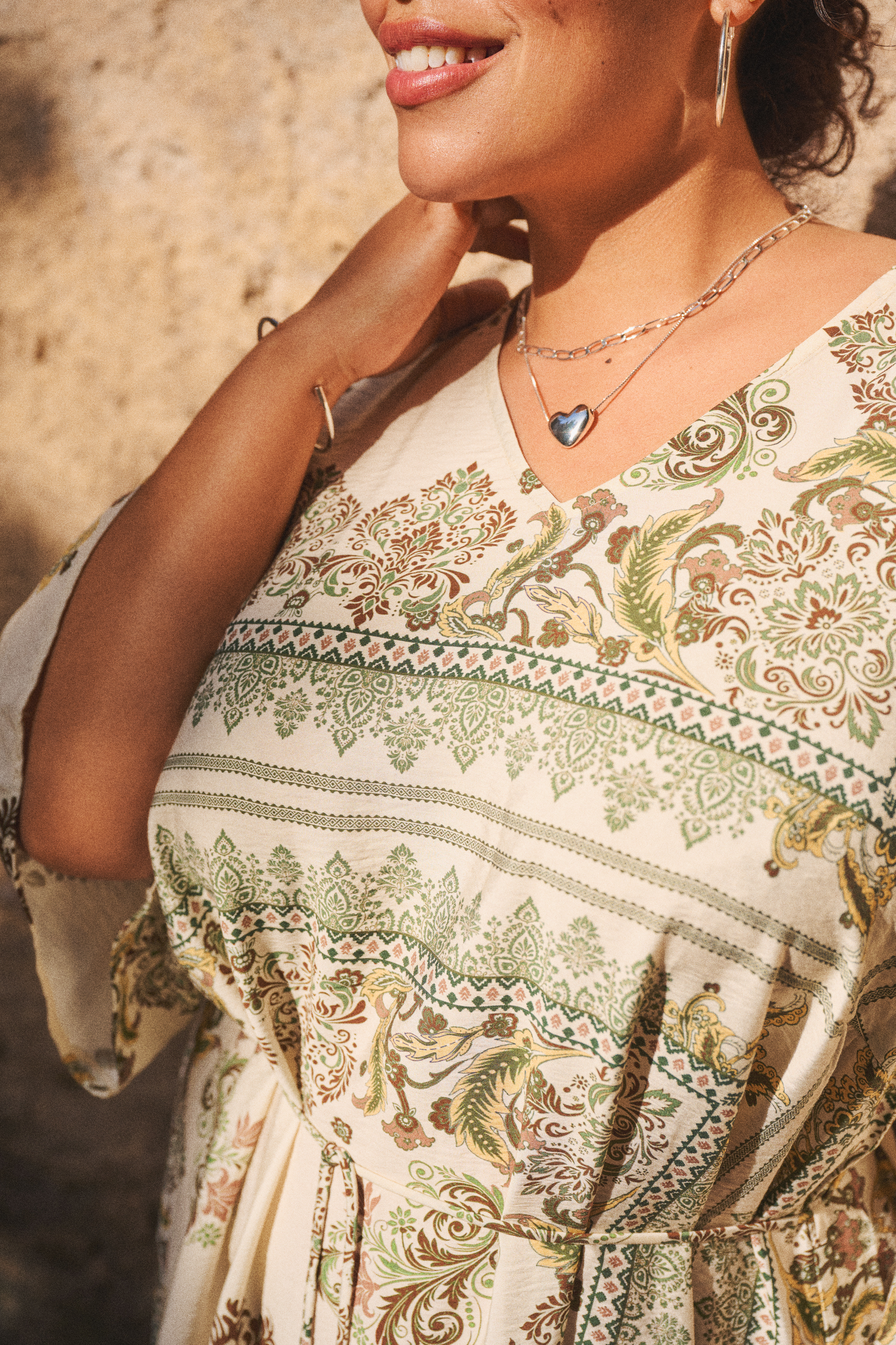 Zizzifashion Patterned dress in green tones, , Model