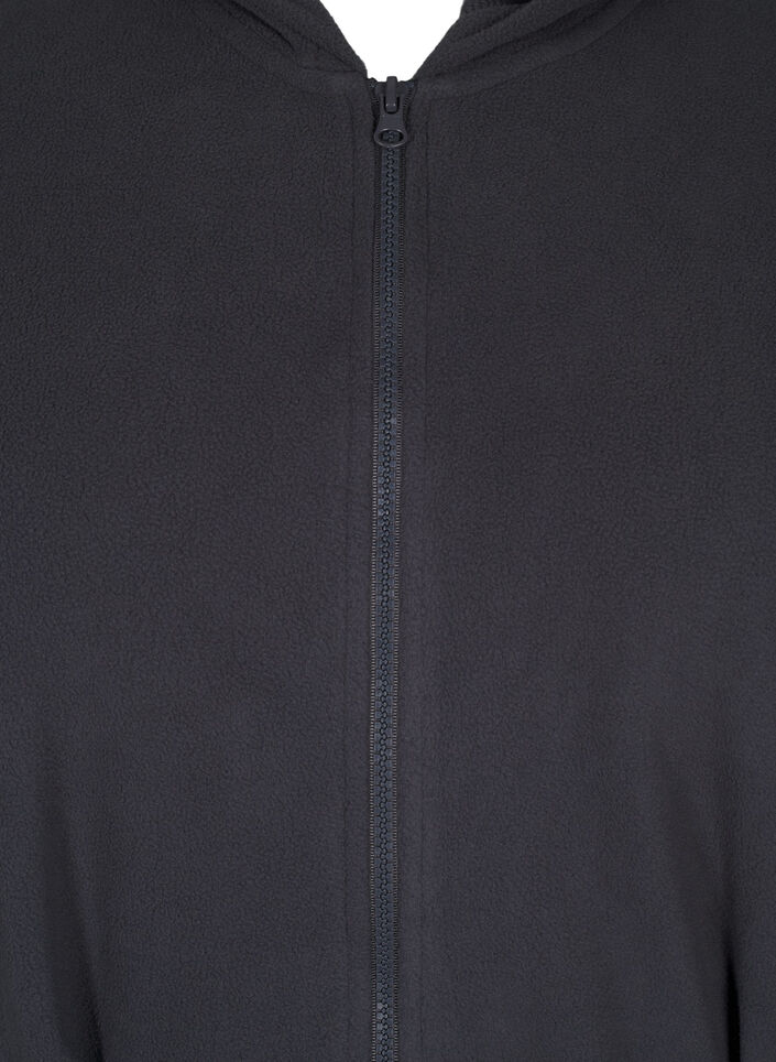 Morning robe with zipper and hood, Dark Grey, Packshot image number 2