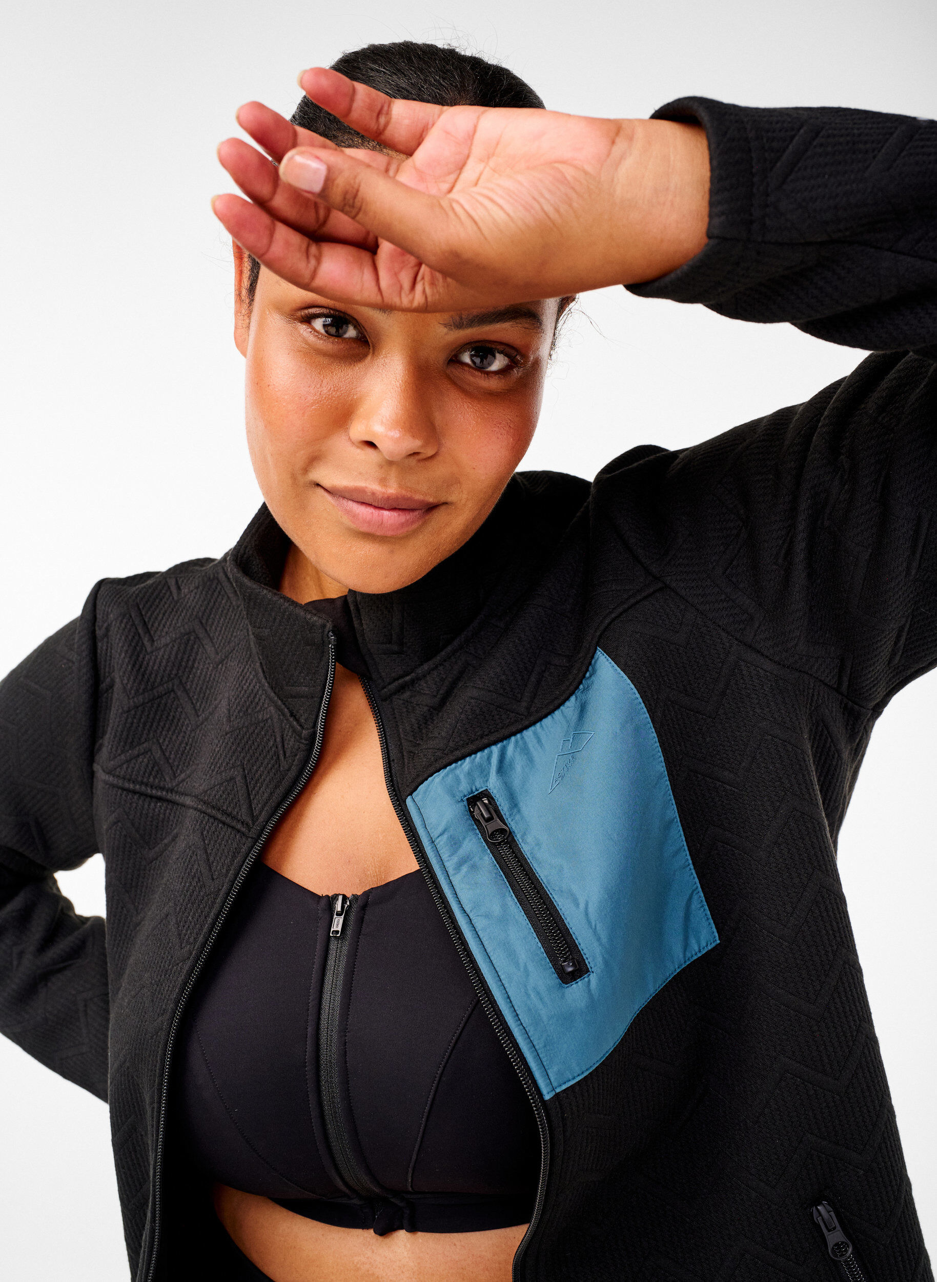 Zizzifashion Sporty fleece jacket with pockets, Black, Image image number 0