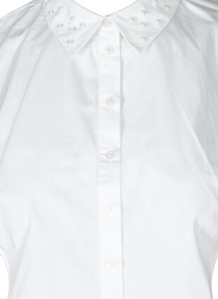 Loose, plain shirt collar with pearls, Bright White, Packshot image number 2