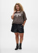 Loose faux leather shorts with elastic waistband, Black, Model image number 1