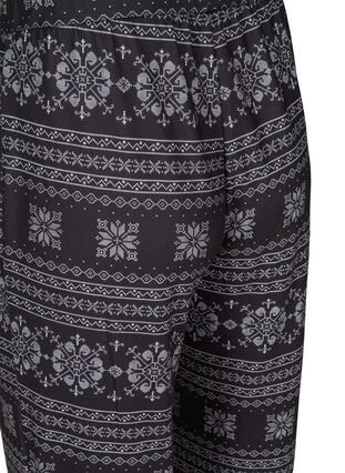 Patterned pyjama trousers with drawstrings, Black AOP, Packshot image number 3