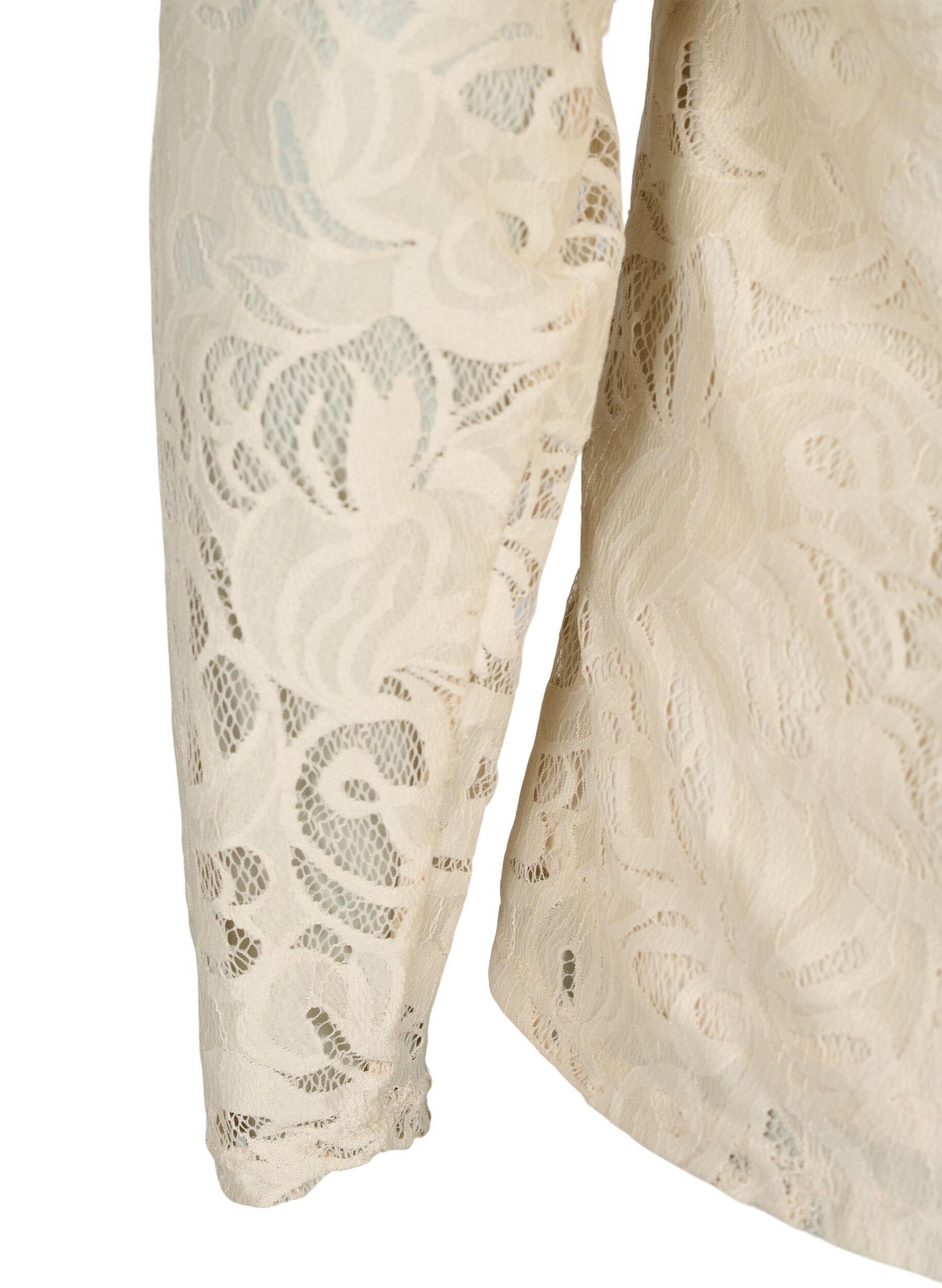 Zizzifashion Long-sleeved lace blouse, Champagne, Packshot image number 3