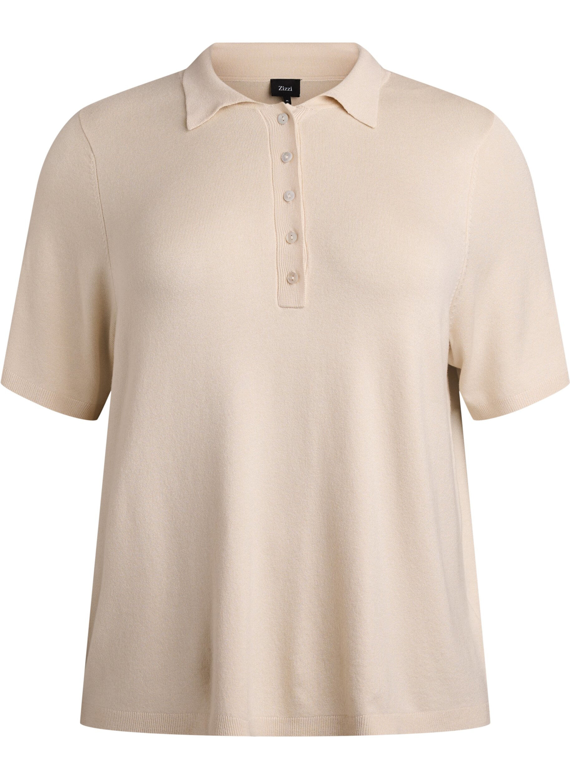 Fine-knit polo shirt with short sleeves
