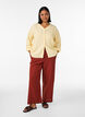 Blouse in linen and viscose with V-neck, Yellow, Model image number 1