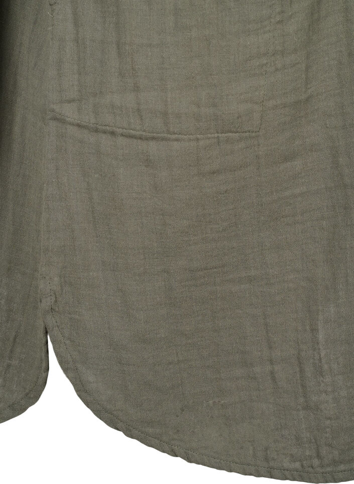 Long shirt in cotton muslin, Thyme, Packshot image number 3