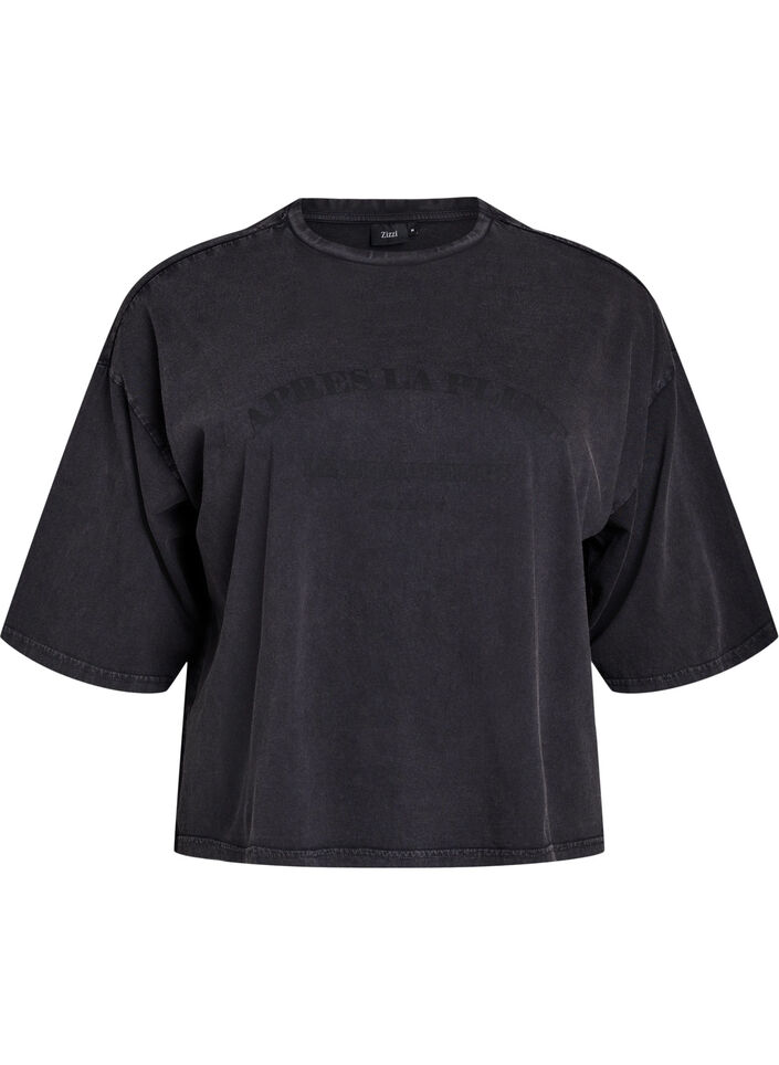 Short T-shirt with a loose fit, Grey, Packshot image number 0