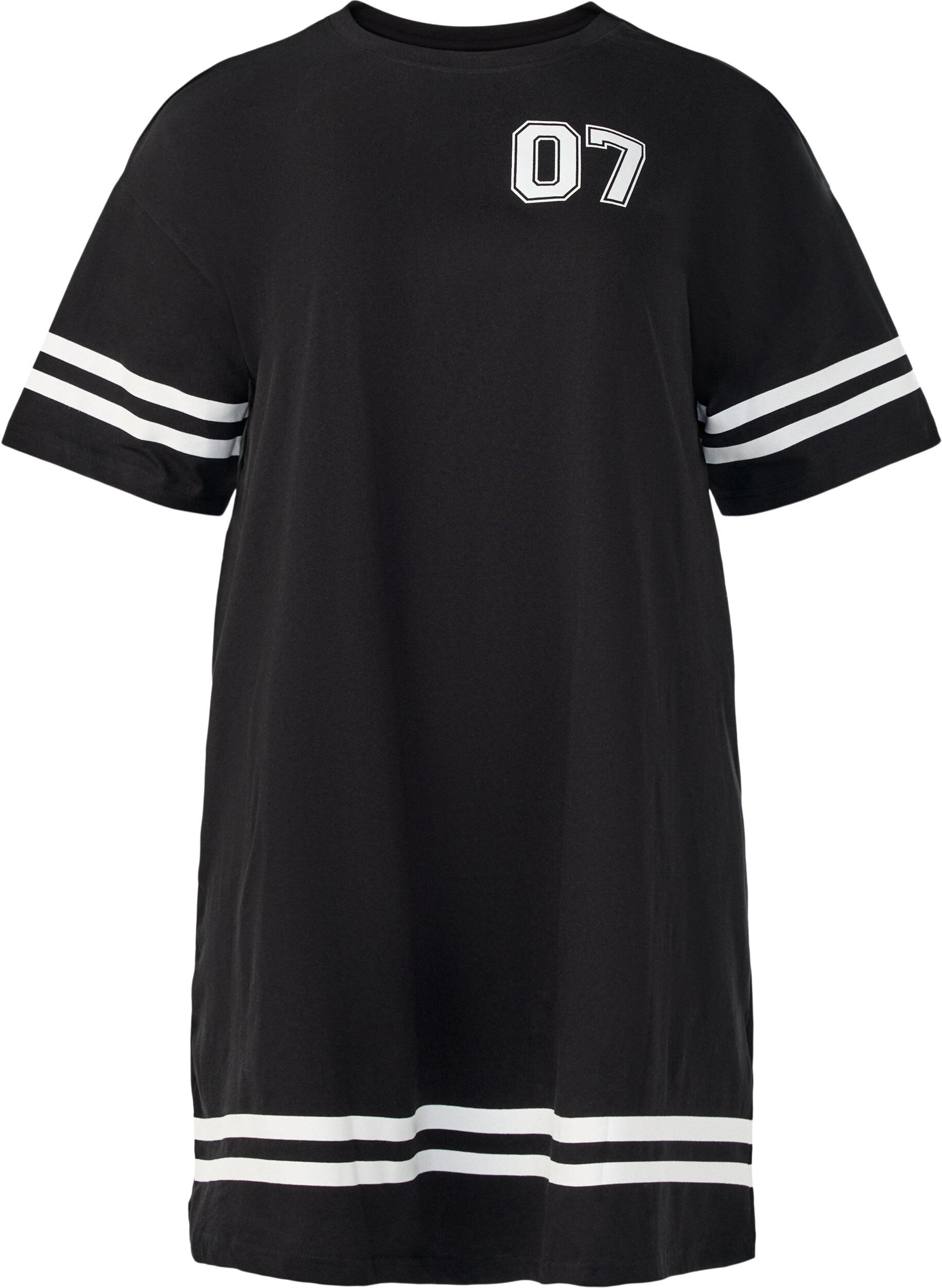 ZizzifashionShort T-shirt dress with sporty details, Black, Packshot image number 0