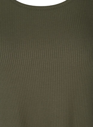 Short-sleeved ribbed dress, Dark Green, Packshot image number 2