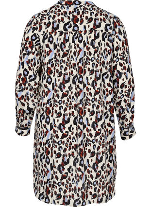 Printed viscose tunic with buttons, White Leo Print, Packshot image number 1