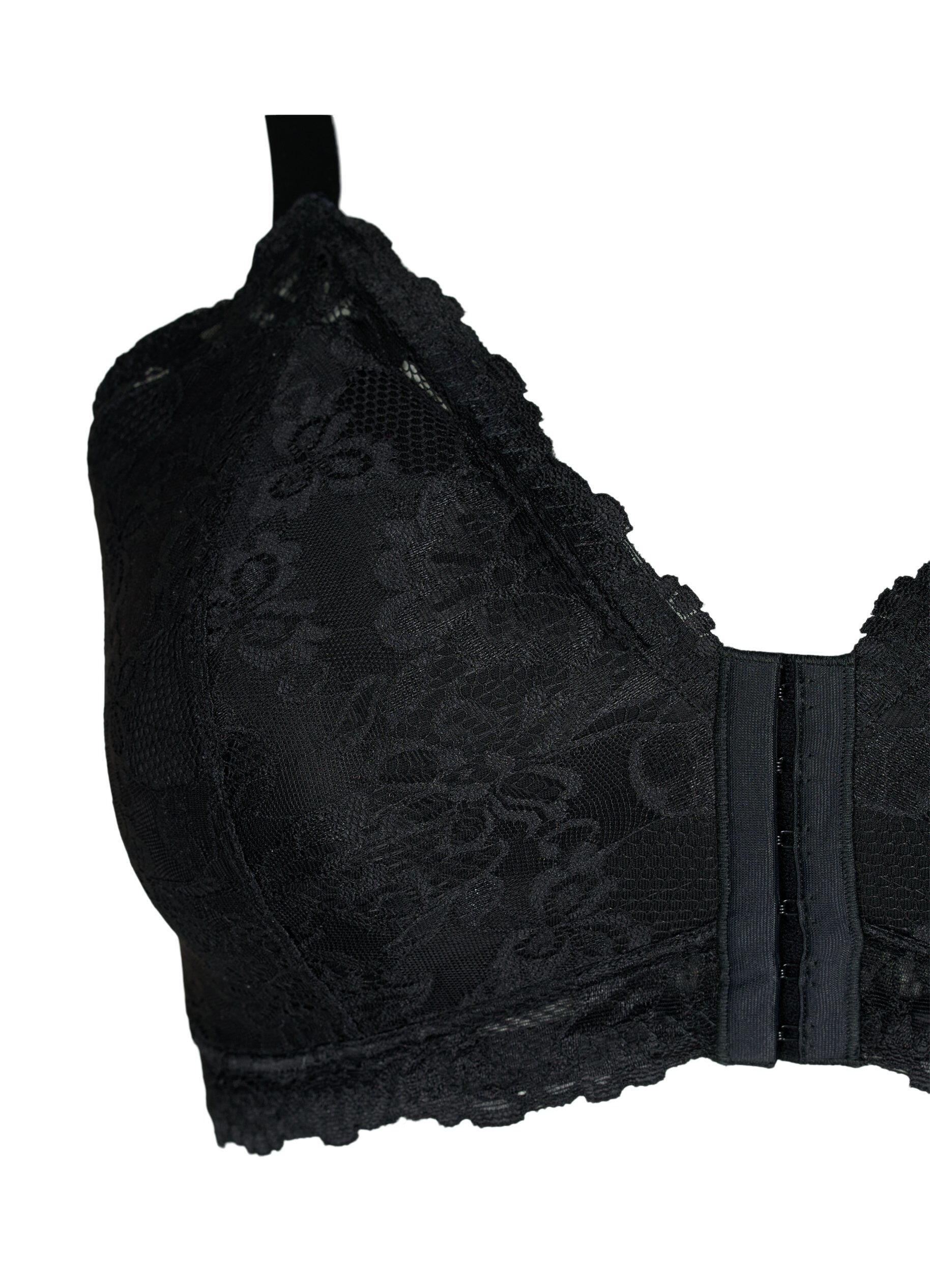 Zizzifashion Lace bra with front closure, Black, Packshot image number 2
