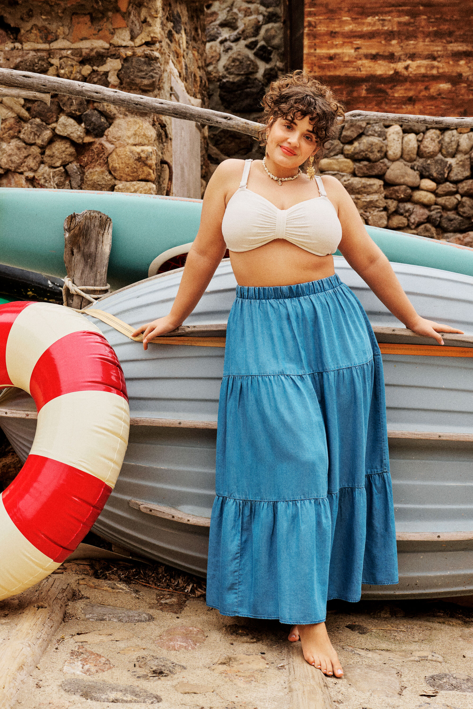 Zizzifashion Bohemian in sea-blue tones, , Model