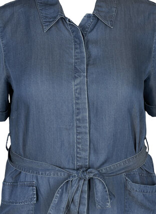 Short-sleeved lyocell dress, Blue denim , Packshot image number 2
