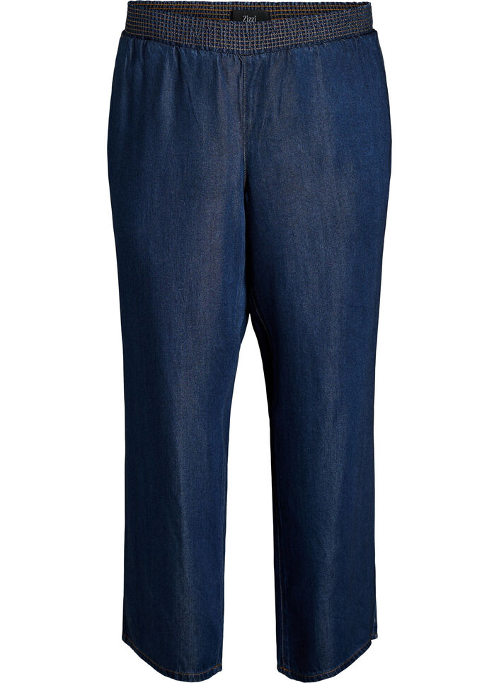 Wide-leg Lyocell trousers with a denim look, Blue, Packshot image number 0