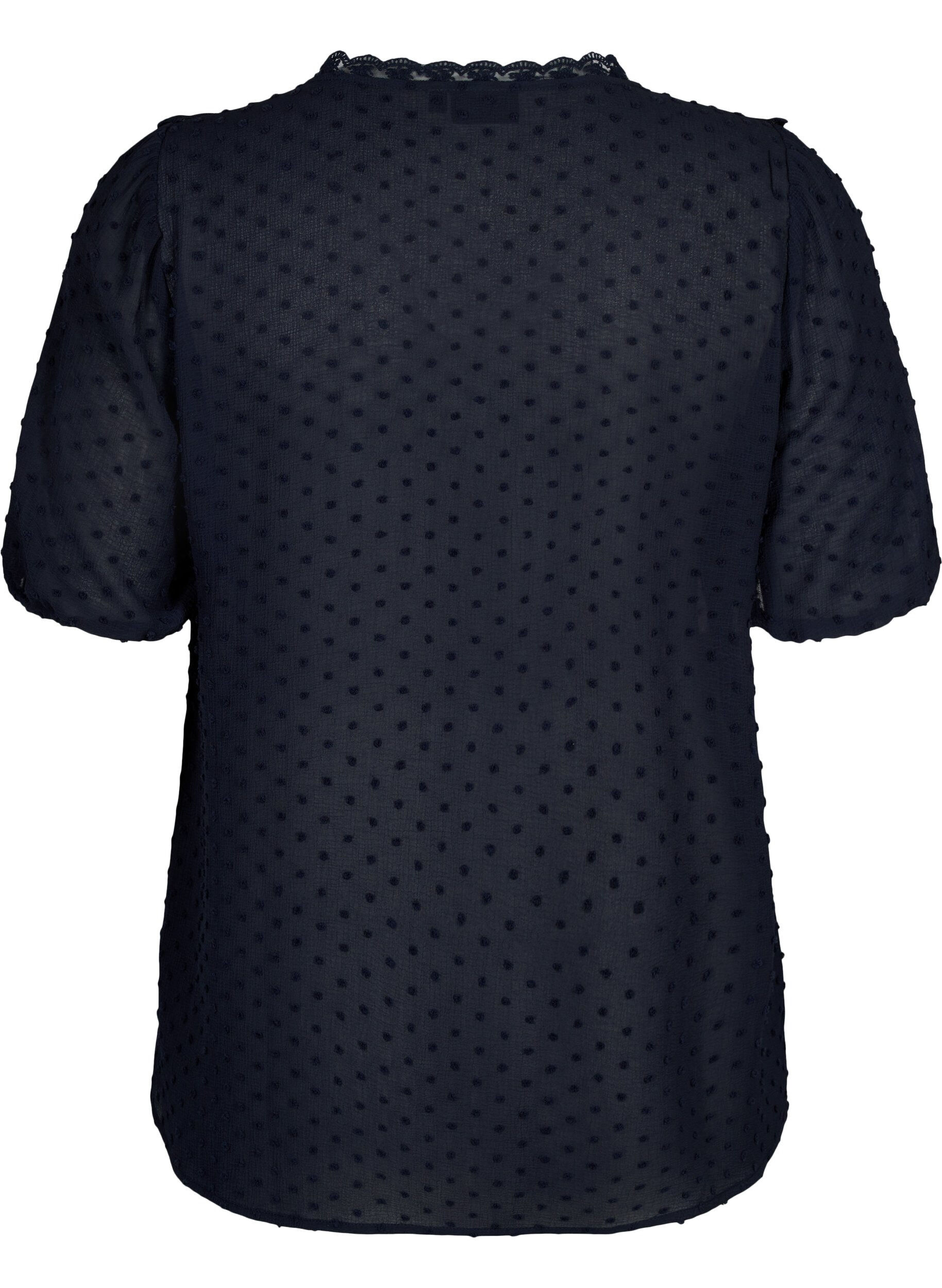 Zizzifashion Blouse with short sleeves and dotted structure, Night Sky, Packshot image number 1