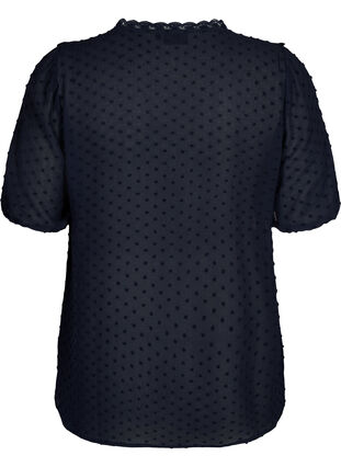 Blouse with short sleeves and dotted structure, Night Sky, Packshot image number 1