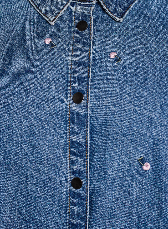 Denim shirt with embroidered motifs, Light Blue, Packshot image number 2