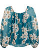 Chiffon blouse with floral print and long sleeves, Green, Packshot image number 1