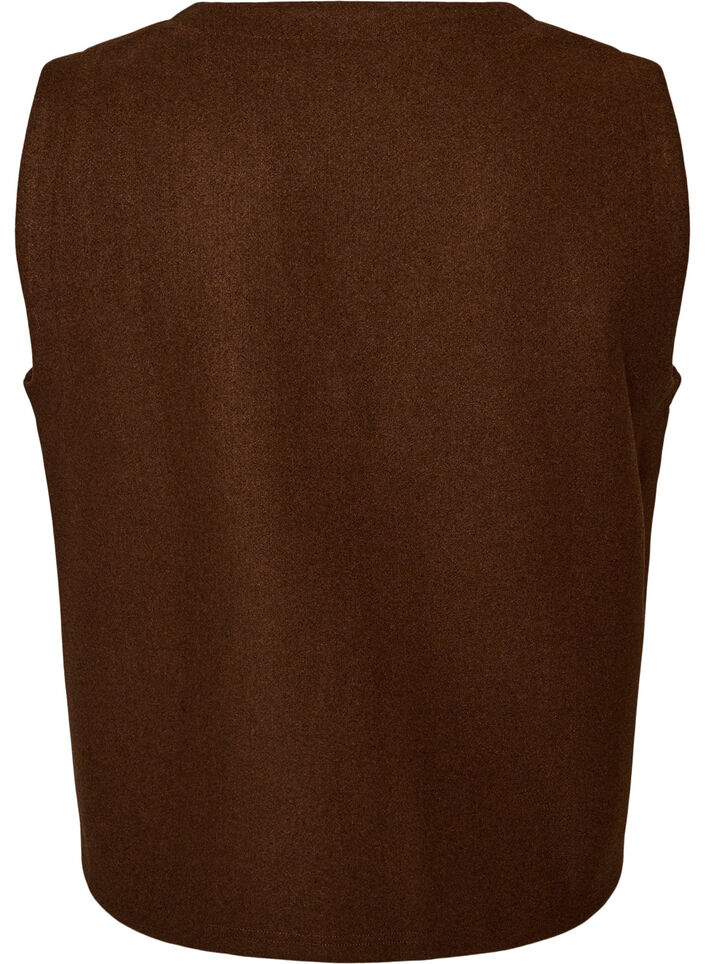 V-neck vest with buttons, Brown, Packshot image number 1