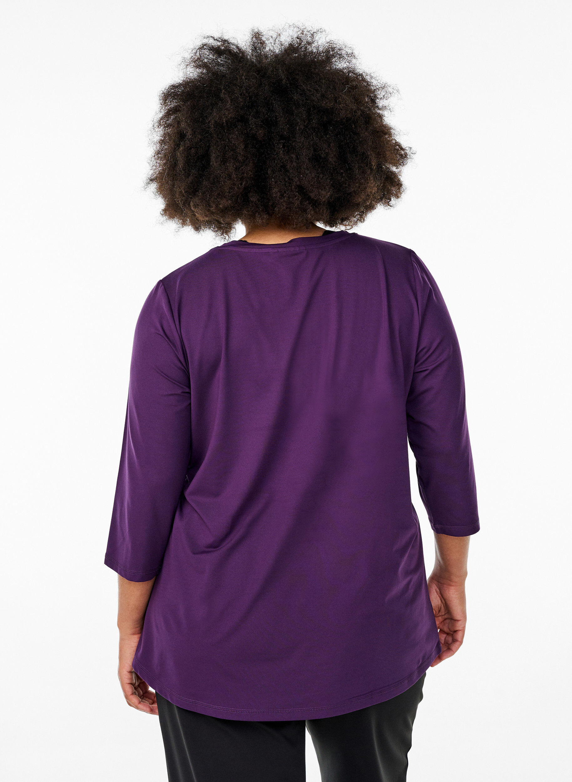 Zizzifashion Workout top with 3/4 sleeves, Purple, Model image number 2