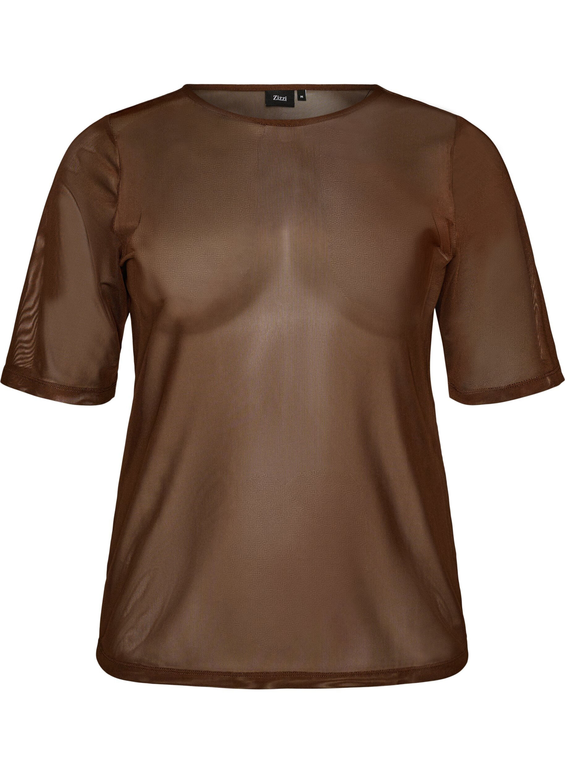 Mesh top with short sleeves and round neck