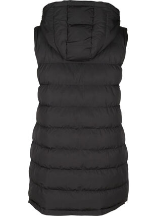 Long body warmer with a hood and button fastening, Black, Packshot image number 1