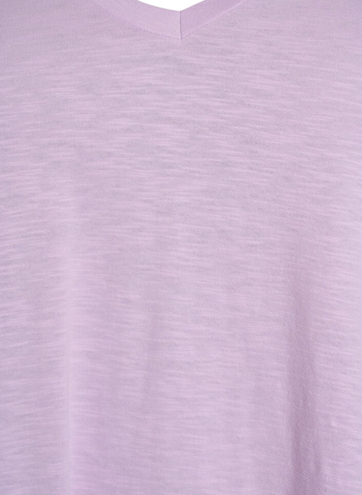 Short-sleeved basic t-shirt with v-neck, Purple, Packshot image number 2