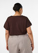 Cotton T-shirt with crochet detail, Brown, Model image number 2