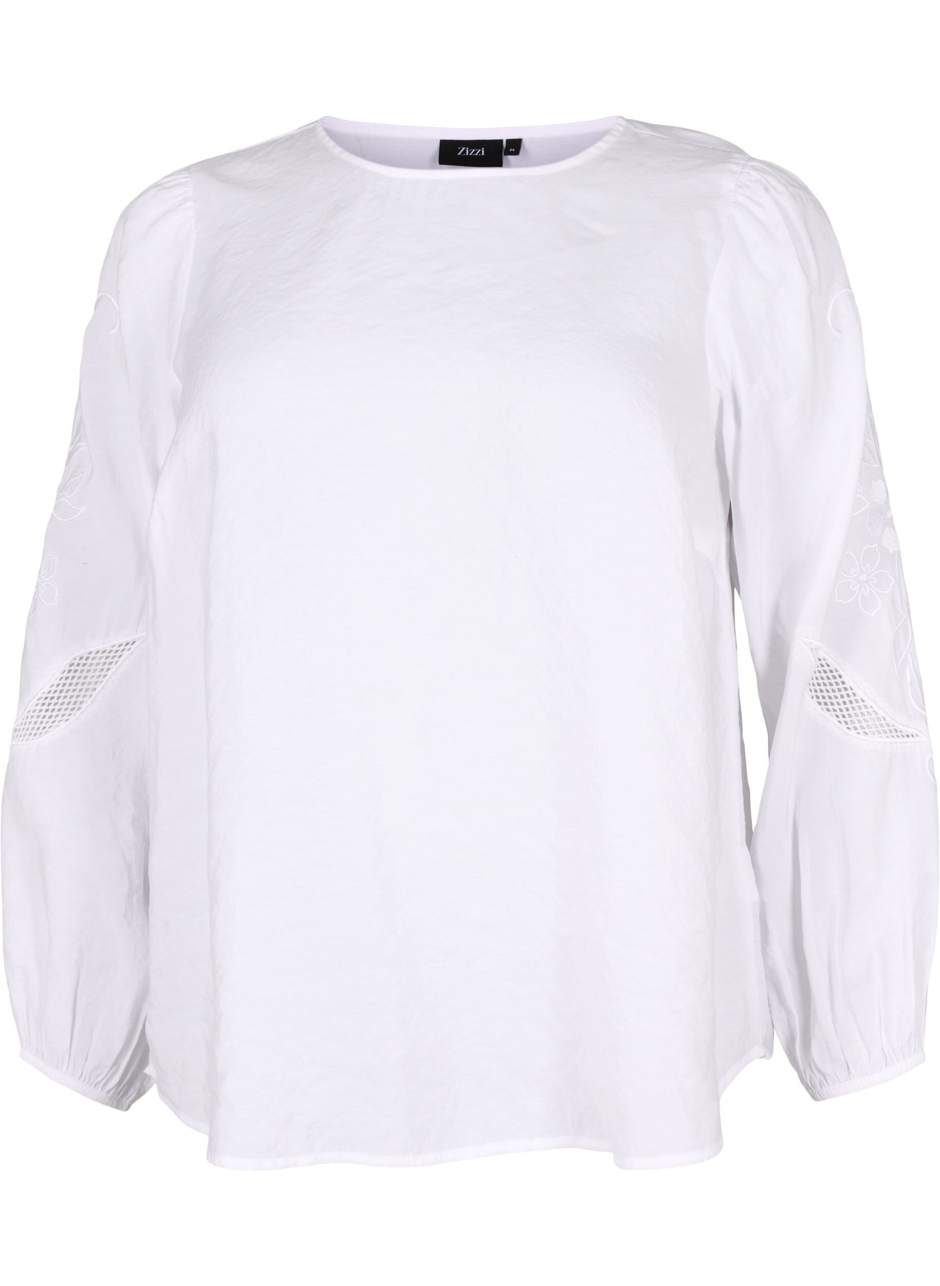 Zizzifashion Blouse with TENCEL&trade; Modal with embroidery details, Bright White, Packshot image number 0