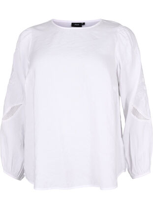 Blouse in TENCEL™ Modal with embroidery details, Bright White, Packshot image number 0