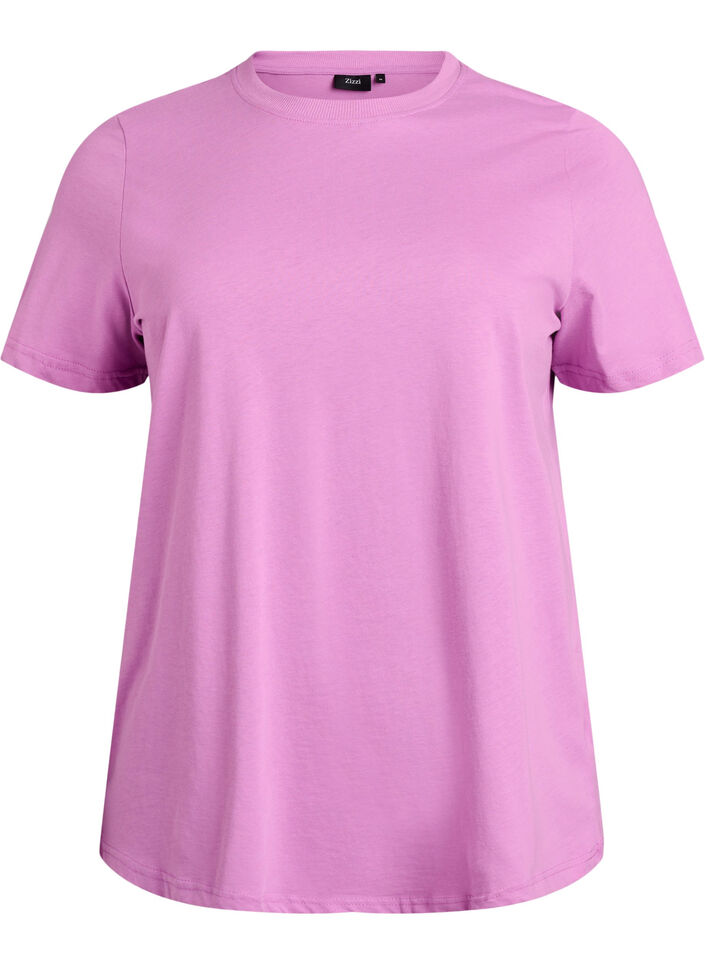 Basic cotton T-shirt with round neck, Purple, Packshot image number 0