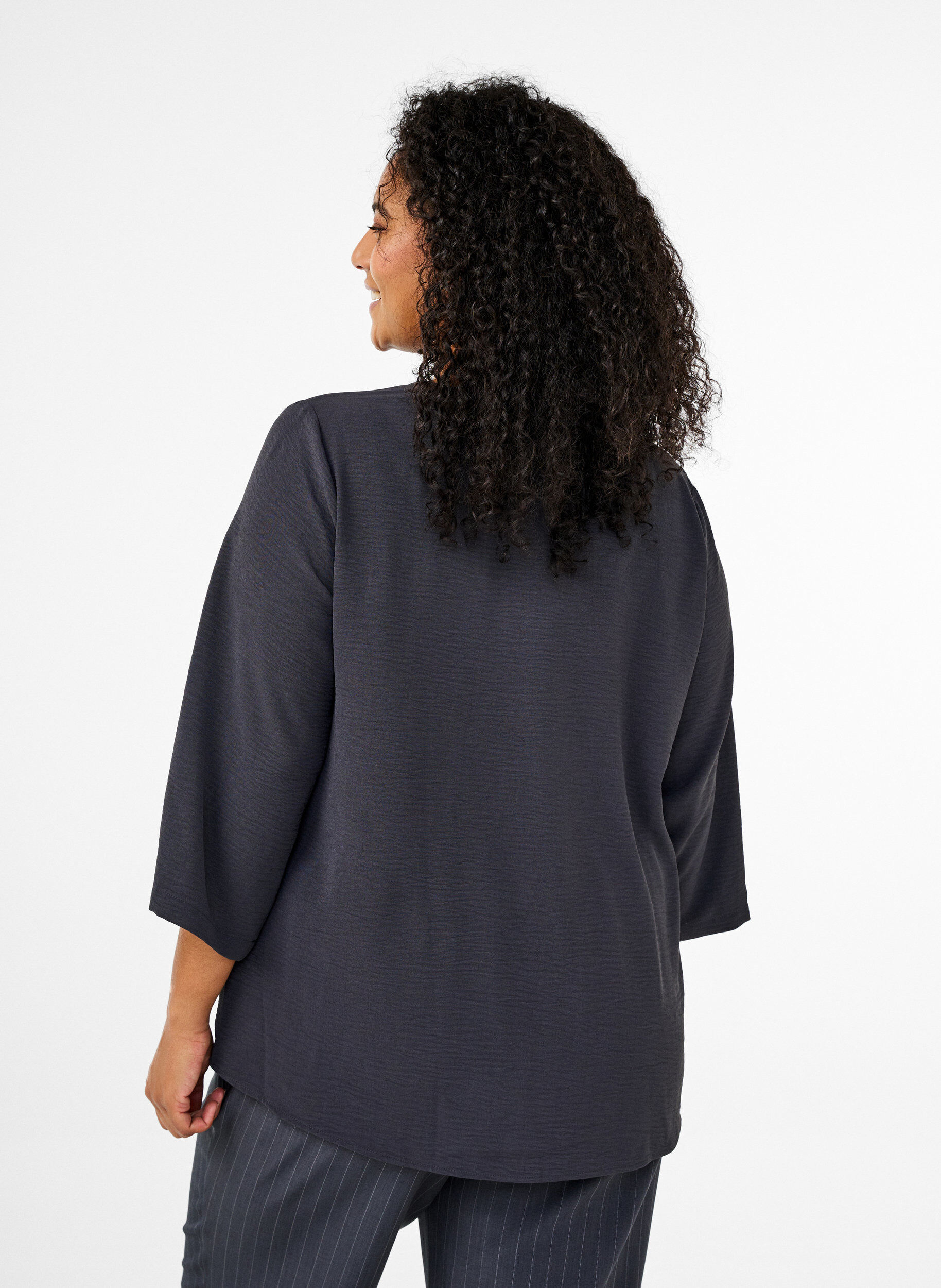 Zizzifashion FLASH - Blouse with 3/4 sleeves, Dark Grey, Model image number 2