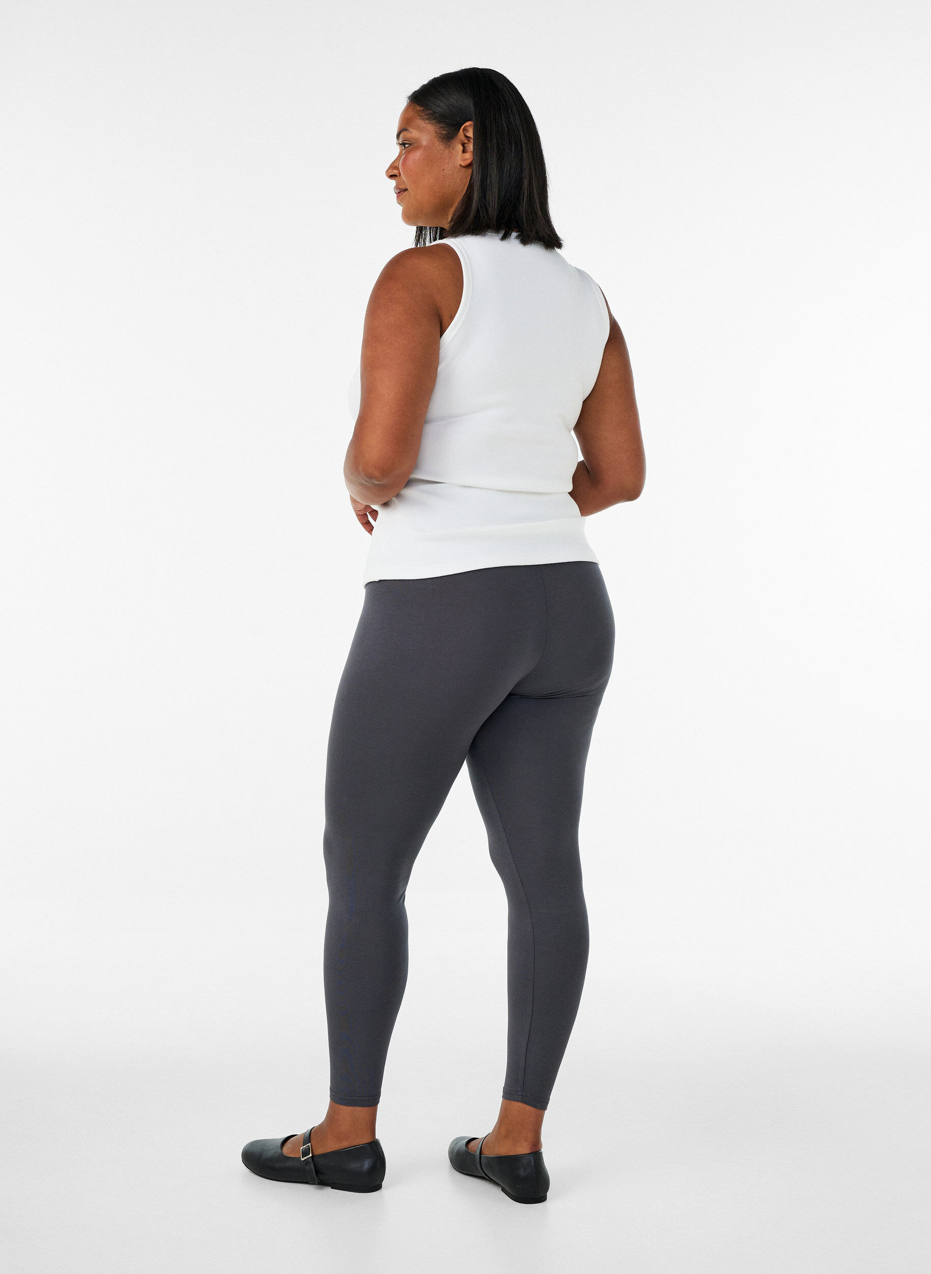 ZizzifashionBasic viscose leggings, Dark Grey, Model image number 2