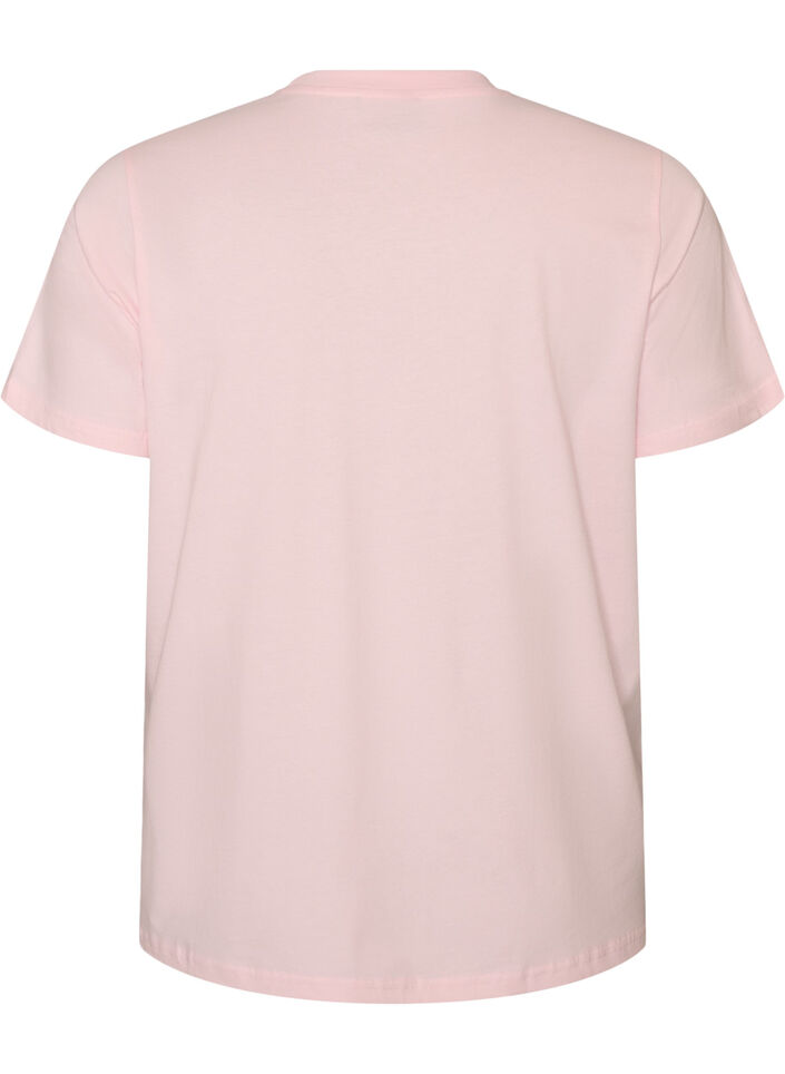Organic cotton T-shirt with front print, Rose, Packshot image number 1