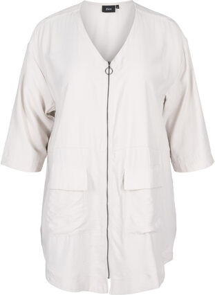Tunic with v-neck and 3/4-length sleeves, Birch, Packshot image number 0