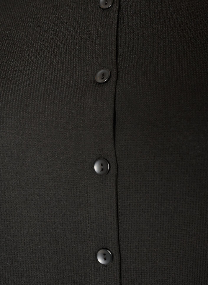 Blouse with a ribbed texture and button closure, Black, Packshot image number 2