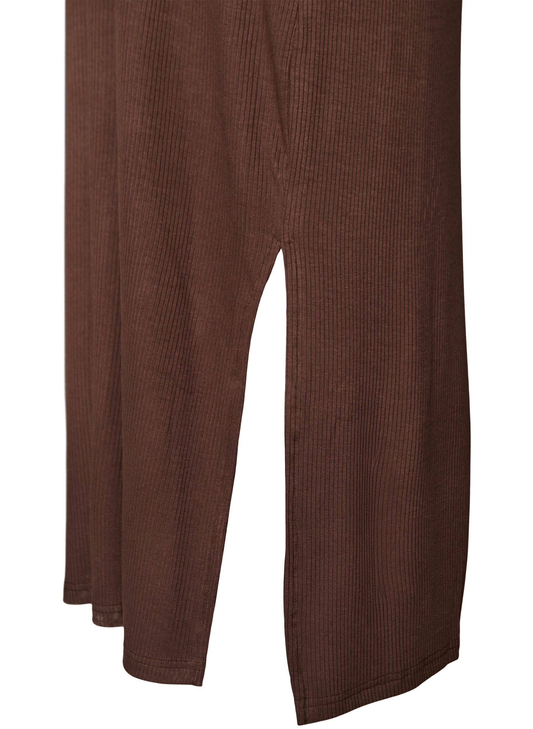 Zizzifashion Sleeveless ribbed dress in viscose, Brown, Packshot image number 3