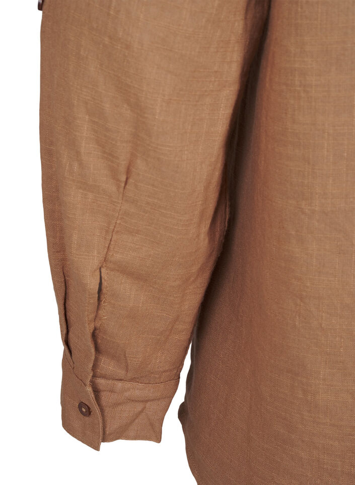 Cotton shirt blouse with v-neck, Coca Mocha, Packshot image number 3