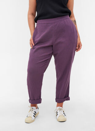 Cotton trousers with pockets, Vintage Violet, Model image number 2