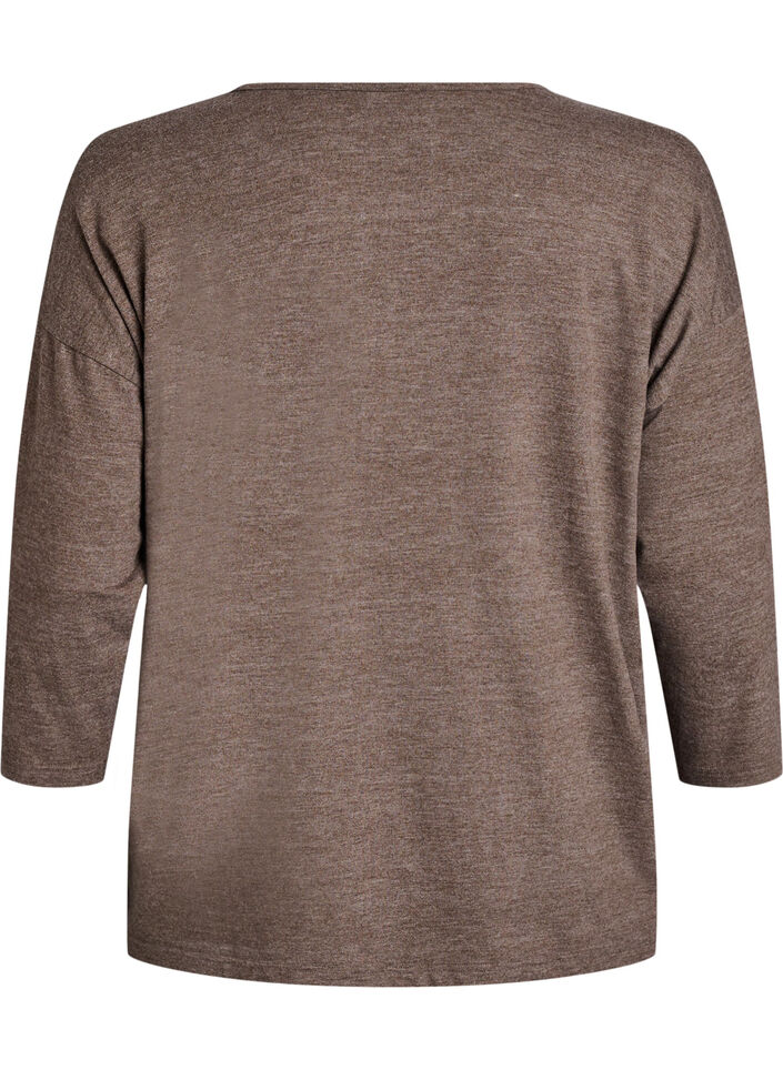Jersey blouse with 3/4 sleeves, Brown, Packshot image number 1