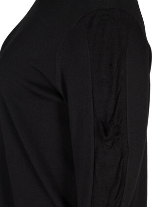 Viscose knitted top with draped sleeves, Black, Packshot image number 3