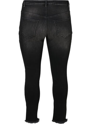 Cropped Nille jeans with frayed edges, Dark Grey Denim, Packshot image number 1