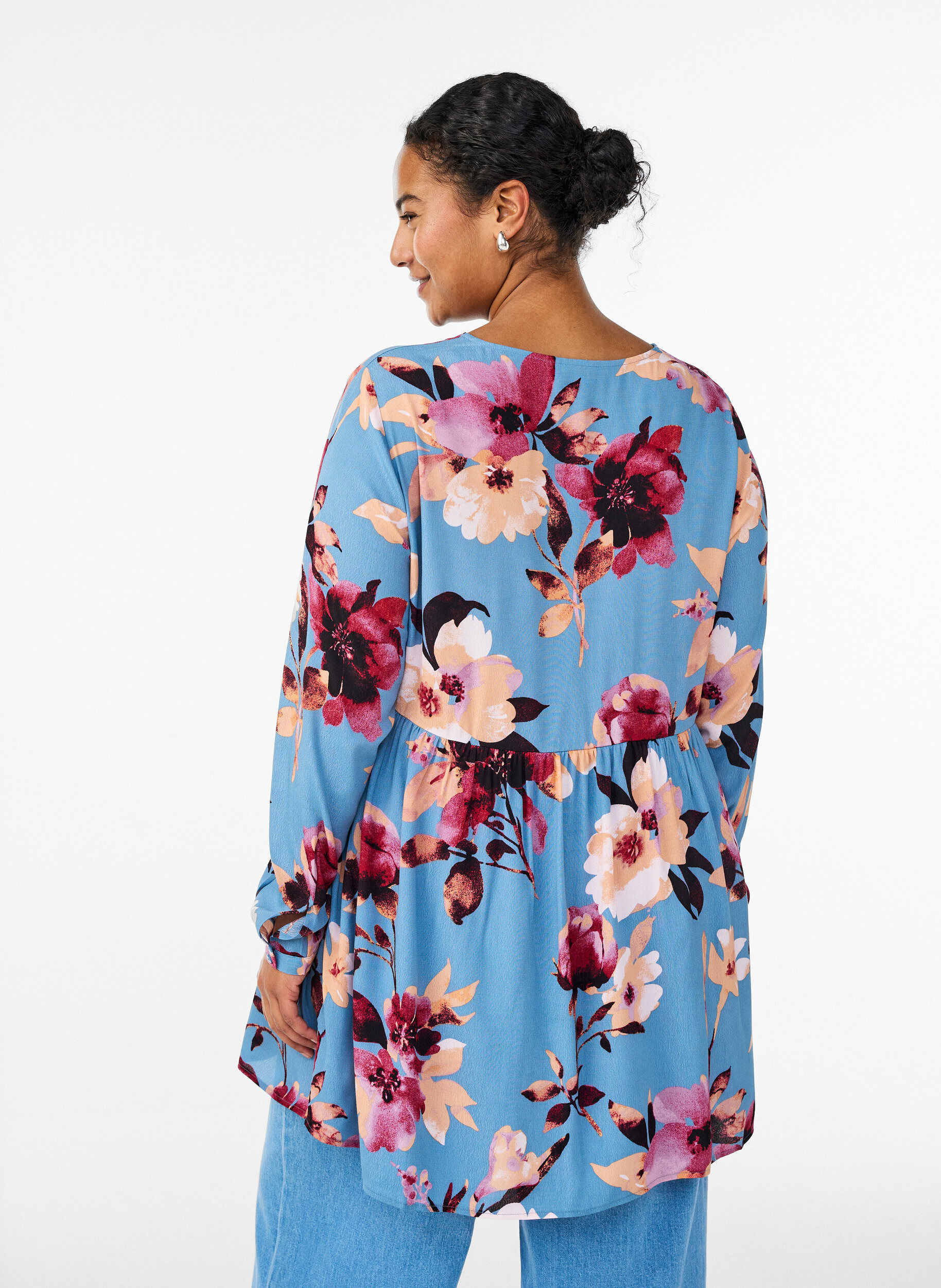 Zizzifashion Long-sleeved tunic with a seam, Light Blue, Model image number 2